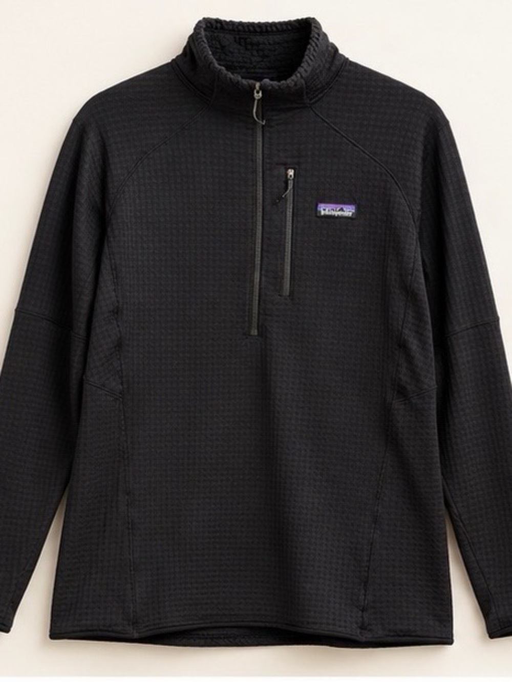 Patagonia Women’s XL R1 Pullover Black Polartec Grid Fleece 1/2 Zip - Picture 3 of 4